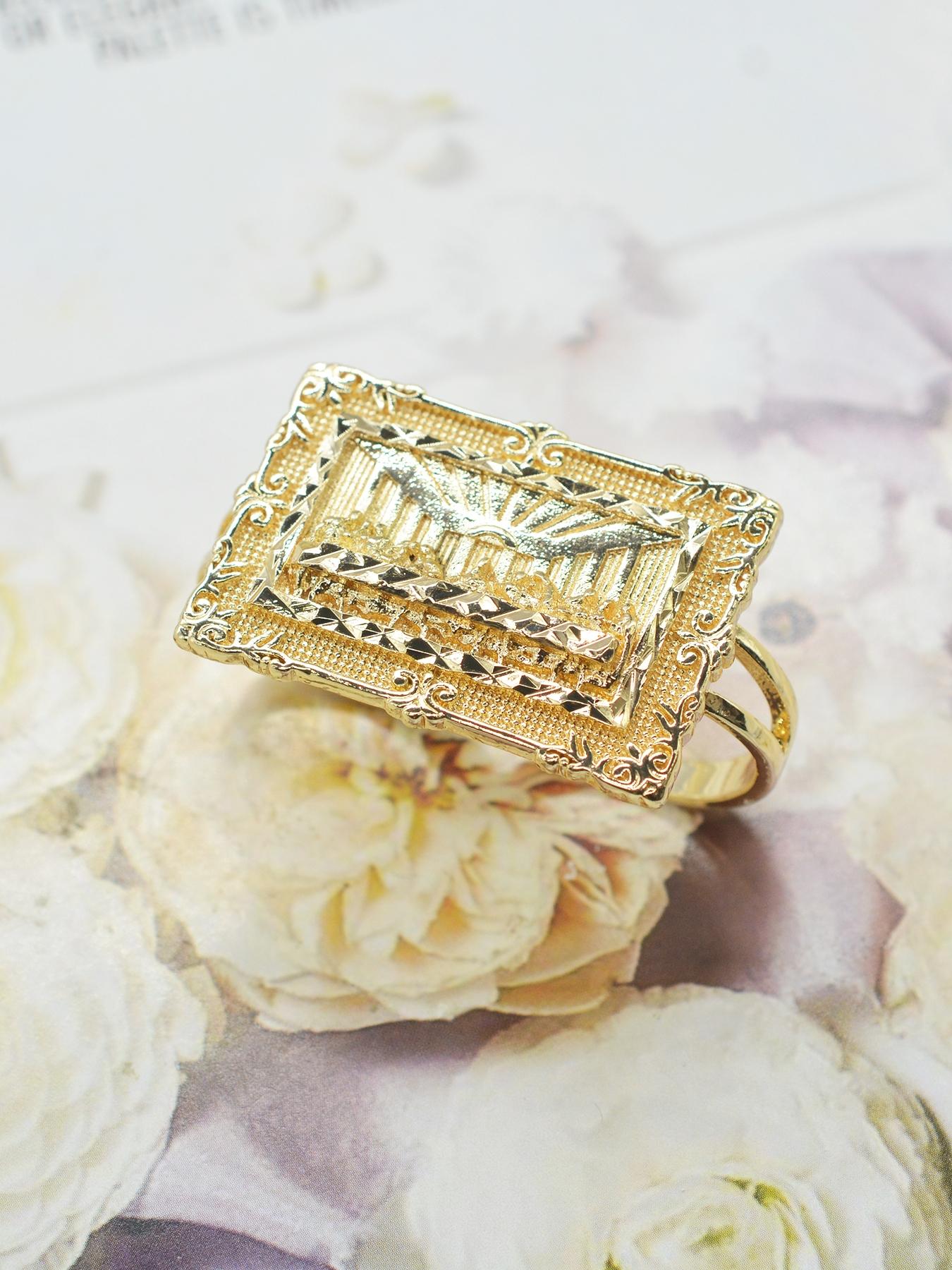 Punk Hip Hop Copper Gold Plated Last Supper Men's Two-Finger Ring, Religious Jewelry, Juda Thirteen Apostles Design, Unique Fashion Accessory