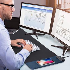 XXL Magnetic Phonemount Mouse Pad with Wireless Charging, Large Desk Mat RGB, 10 Light Colors LED, Waterproof Full Desk Mouse Pad, Non-Slip Rubber Base Desktop Accessory Gaming Room Accessories【Christmas】