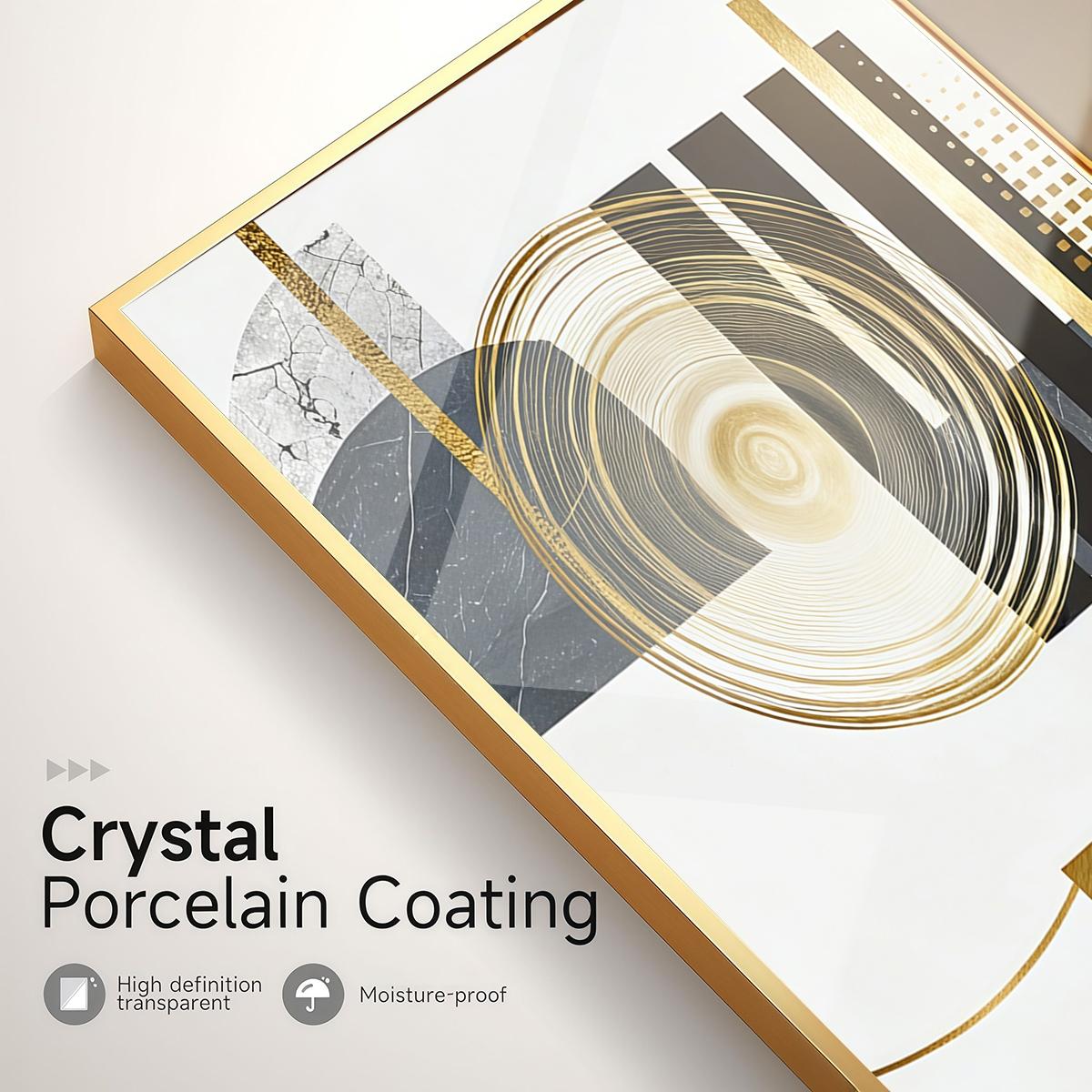 3 Counts Aluminum Alloy Framed Painting, Geometric Gold And Grey Abstract Art, Home Decoration For Living Room, Bedroom, Office, Restaurant, Hallway Wall Decor, Odorless Print Artwork, Luxury Perfect Gift For Friends And Family