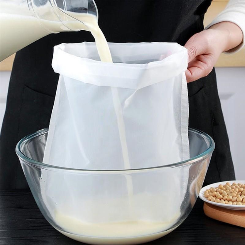 2pcs 100 Mesh Kitchen Soy Milk Filter Bags, Ultra-Fine Mesh Home Juice Wine Filter, Vegetable Fruit Strainer, Kitchen Tool