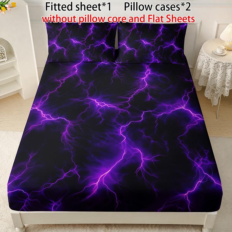 [Weekly Deals] 3-piece multi-pattern fitted sheet set (fitted sheet*1 +Pillow cases*2),deep pocket 15 inches machine washable,low allergenic,high quality mattress protector for bedrooms,dorm rooms,HD printed all-season room decoration Reversible summervib