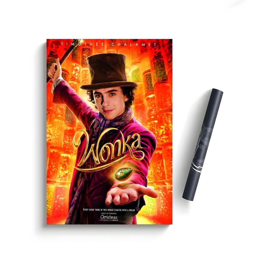 2023 Wonka Movie Poster Self-Adhesive Waterproof Art Sticker, Aesthetic Minimalist Wall Poster for Coffee Shop, Bar & Home Room Decor