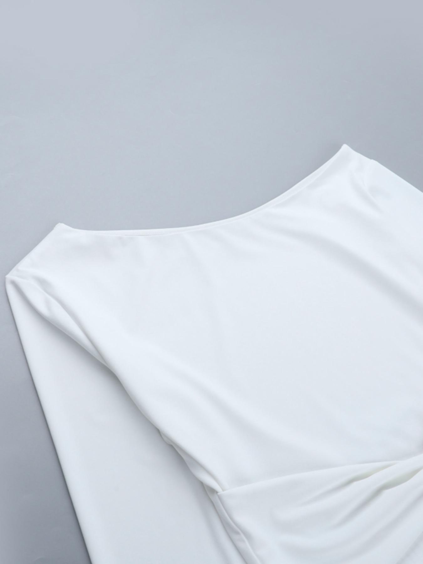 Elegant Women's Long Sleeve Top, Asymmetrical Stylish Plain Design, Perfect for Casual & Formal Wear, Versatile Fashion Essential