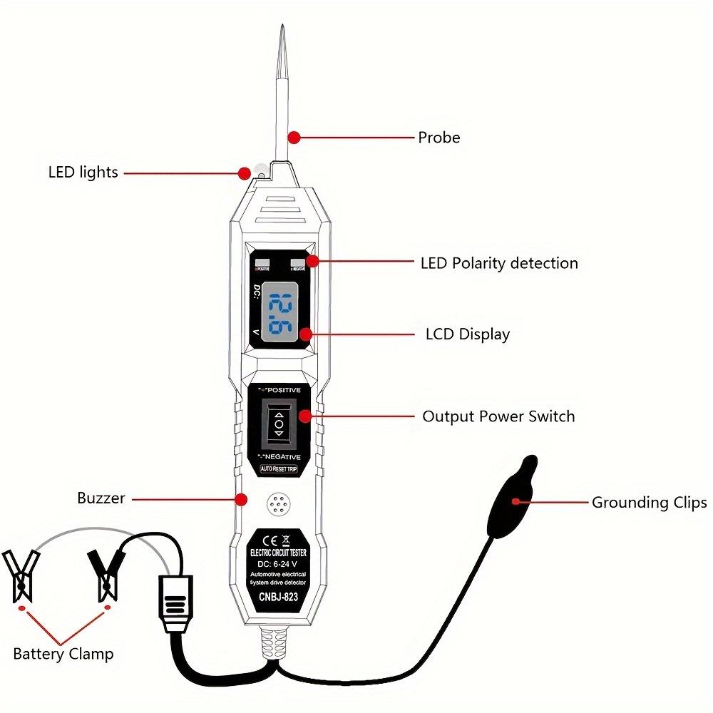 Car Electrical System Tester DC Car Electric Circuit Tester Multi-functional Electrical System Diagnosis Tool with LED Display and Jumper Cables  #fathersdaygift