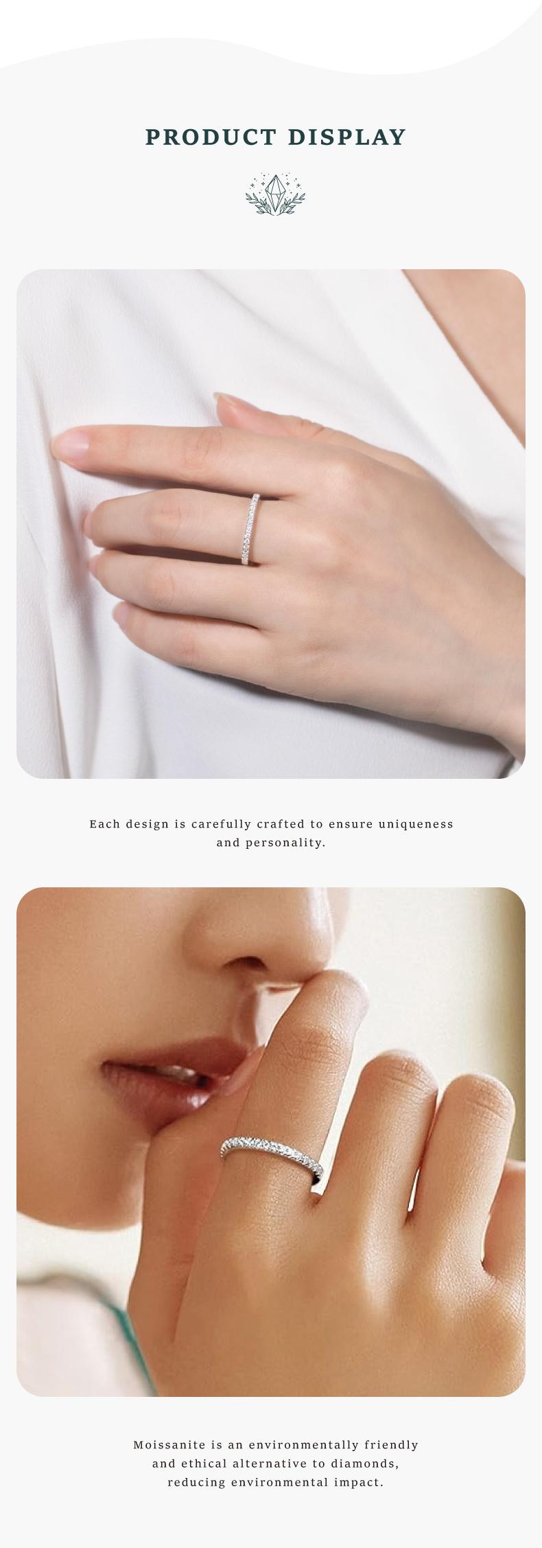 MOI MART Classic Pave Synthetic Moissanite Ring - Hypoallergenic S925 Silver Stack Accent ring, Perfect Gift and Daily Wear