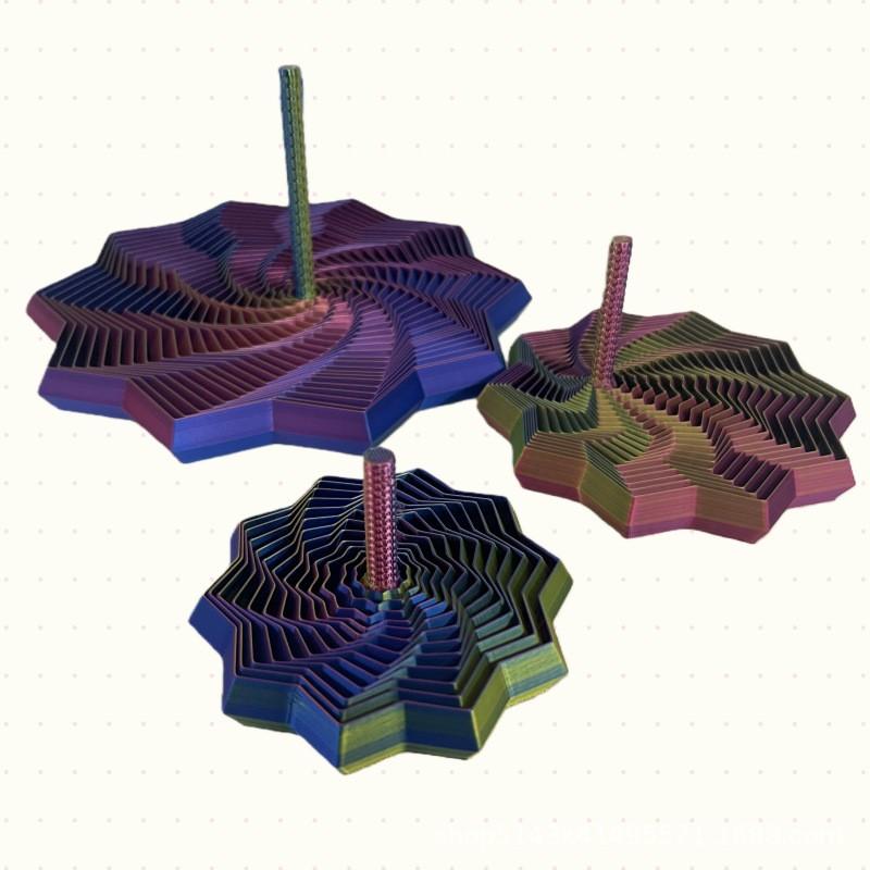 3D Printed Carrot Tower Hexagonal Spiral Stress Relief Toy with Handle, Finger Star Shape Puzzle Gift, Relaxing Handheld Ornament