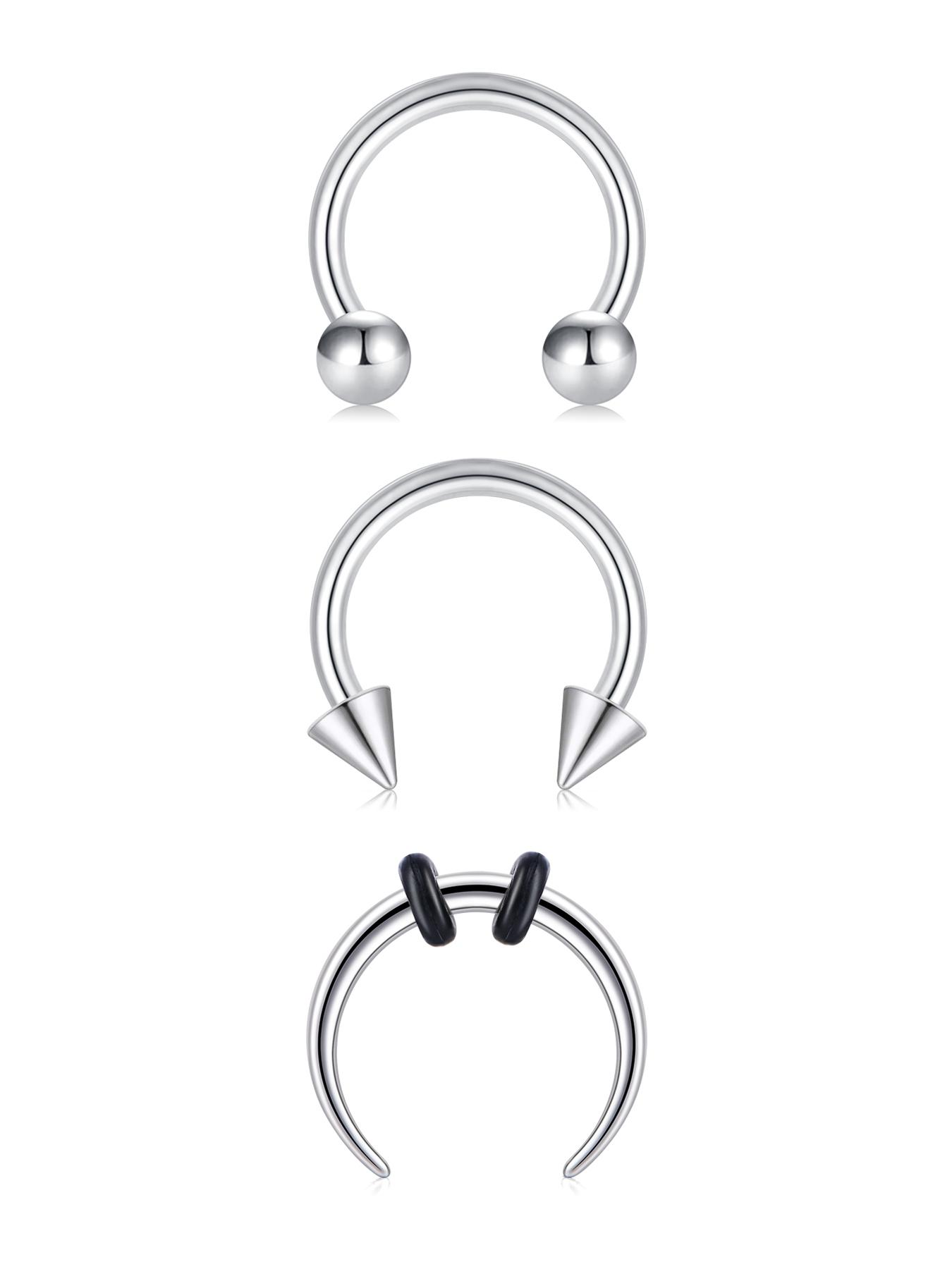 Unisex Horseshoe Nose Ring, 16g Stainless Steel, 8mm, Inner Thread Design, Suitable for Ear Lobe, Septum, Cartilage, Lip Piercing Jewelry, Septum Pierced Ring