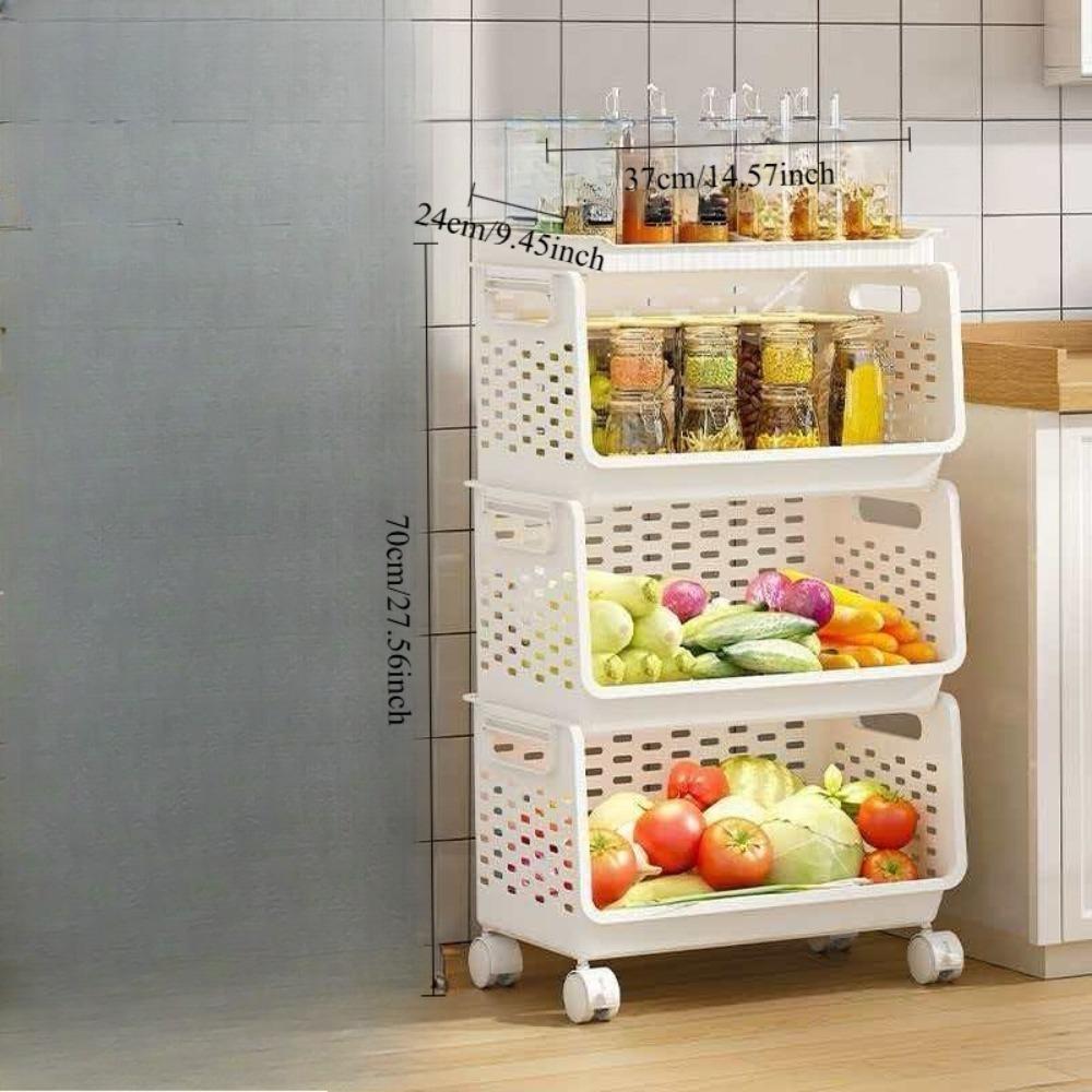 Household kitchen fruit and vegetable rack for storage, a multi-functional vegetable basket storage and storage rack, a movable kitchen storage rack, a fruit and vegetable storage rack with wheels, a vegetable rack