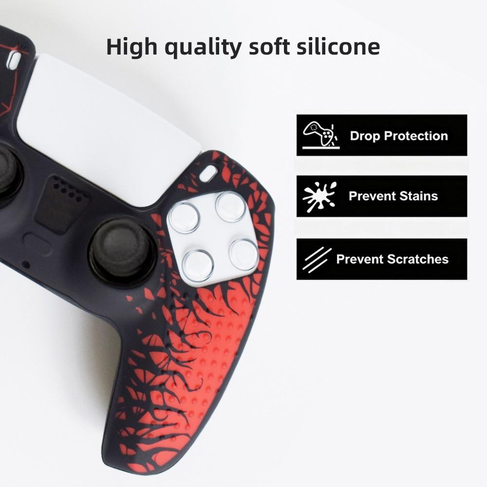 Ps5 Controller Protective Case, Anti-Drop Design, Spider Full Set with Two Joystick Caps + Stickers, Durable Ps5 Accessory