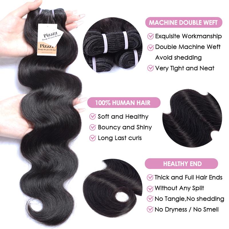 Pizazz Hair Body Wave Human Hair Bundles Salon Quality Brazilian Virgin Bundles 100% Human Hair