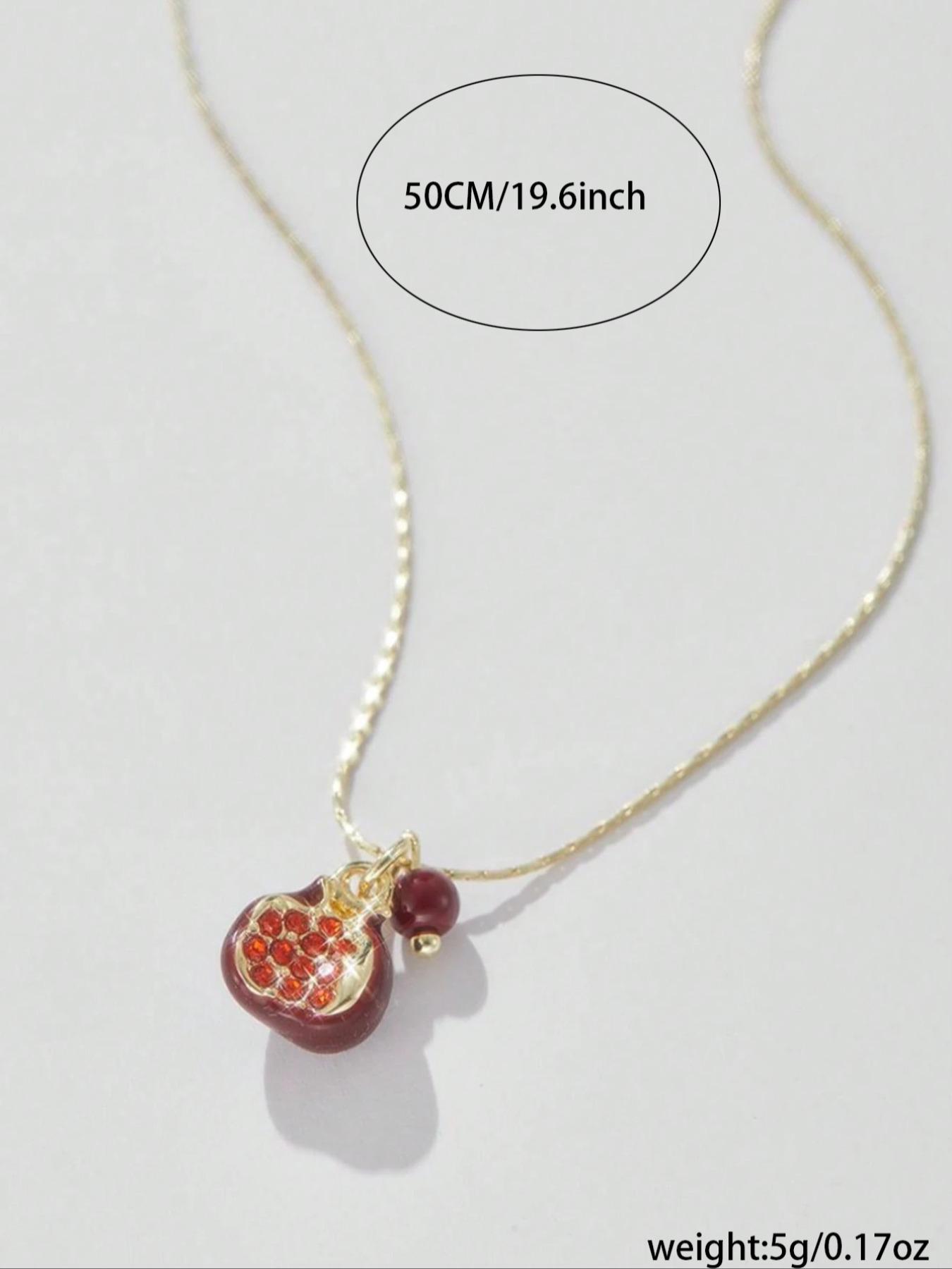Vintage Style Pomegranate Pendant Necklace, Fashion Elegant Clavicle Chain, Party Jewelry, Daily Wear, Birthday Gift, Stylish Versatile Jewellery, Dainty Boho Necklace, Jewelry Design