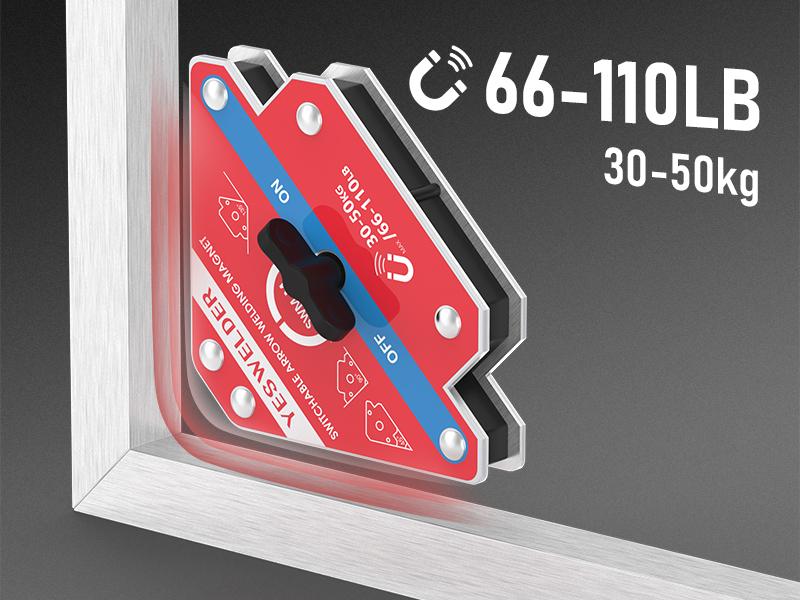 YESWELDER Switchable Arrow Welding Magnet with On/Off Switch | 66-110LBs Holding Power Magnetic Welding Holder for Soldering, Metal Fabrication & Pipe Installation YESWELDER Switchable Arrow Welding Magnet with On/Off Switch | 66-110LBs Holding Power Magnetic Welding Holder for Soldering, Metal Fabrication & Pipe Installation