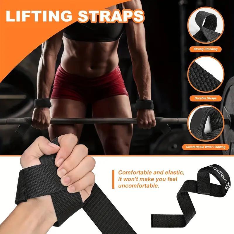 Hand Raise Wristband Weightlifting, Gymnastics, Powerlifting, Squats with Padding, Rubber Material, 18 Inch Cotton Line
