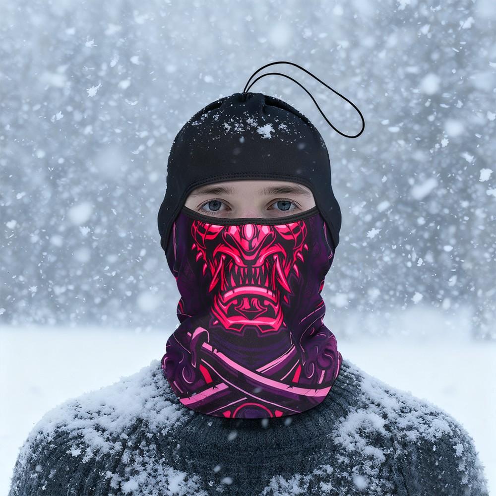 Winter Thickened Warm Head Cover, Multi-Function Face Mask Scarf Hat, Stylish Print Balaclava for Outdoor Sports Ice Fishing Cycling Hiking Skiing
