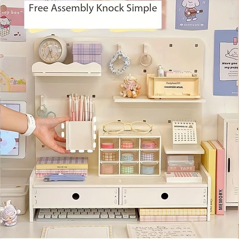 Faridabio desktop storage rack, punch-free storage shelf, ideal for dormitories and offices, perfect for organizing cosmetics, stationery and books, suitable for tables and drawers in homes and offices