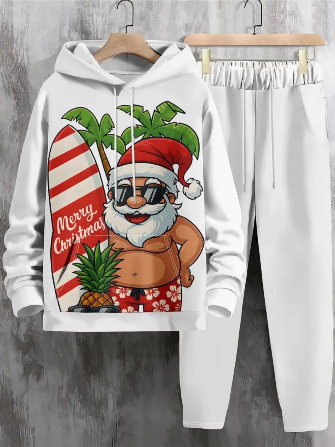 Men's 3D Printed Hoodie and Pants Set, Casual Sportswear for Spring & Fall, Regular Fit Long Sleeve, Christmas Essential