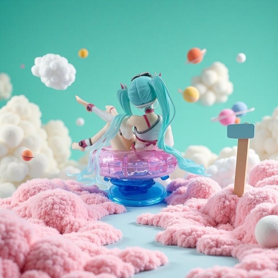 Miku Princess Pool Float, Initial D Miku Anime Figure, Party Accessory, Desktop Decoration, Collectible Model