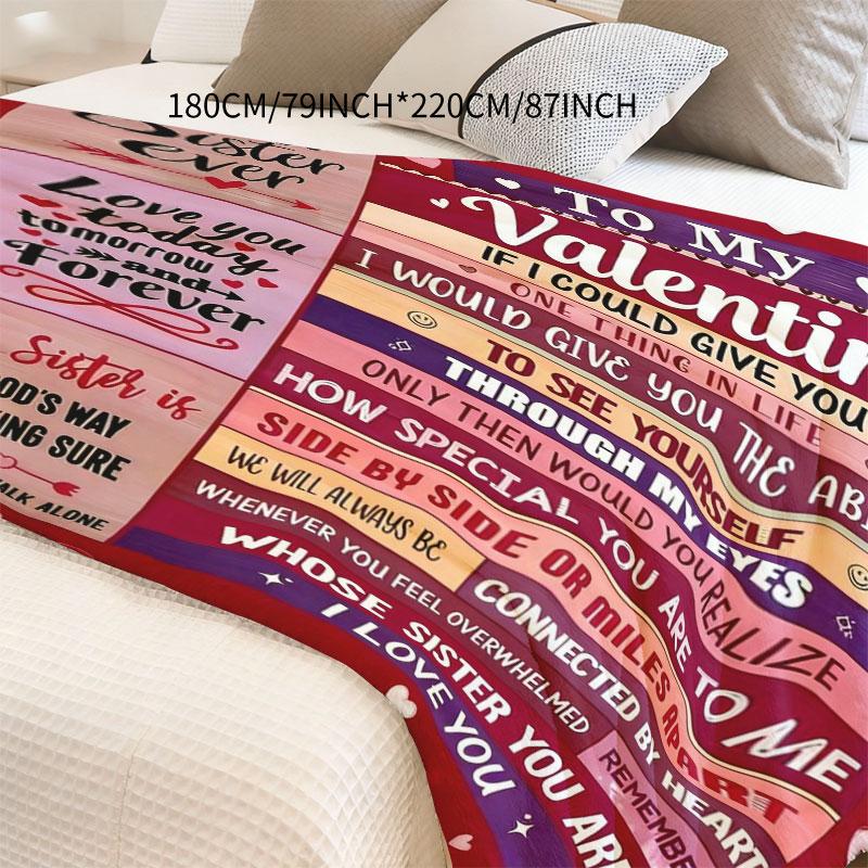 Best Sister Ever Valentine's Day Fleece Blanket 270G - To My Valentine Sister Gift with Heartfelt Message, Soft Flannel Throw Blanket for Sister, Perfect for Birthday Christmas Thanksgiving, Warm
