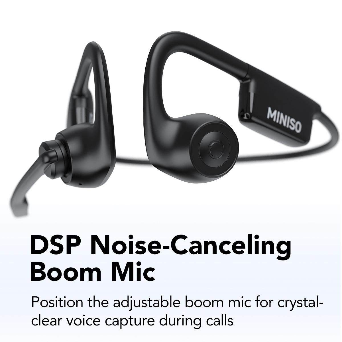 MINISO Open Ear Air Conduction Headphones Music Earphones Wireless Bluetoeth 5.4 Headset with Long Playtime Built-in ENC Mic Hi-Fi Sound Lightweight Earbuds for Home Commute Office Call Center Meeting Use