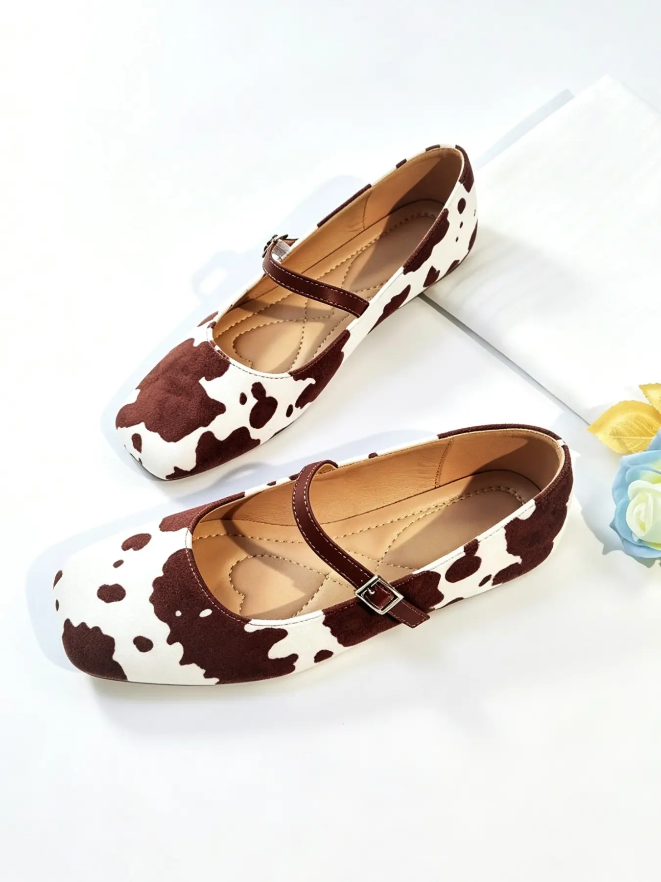 2026 New Women's Square Toe Flat Mary Jane Shoes, European and American Fashion Casual Flat Walking Shoes, Comfortable Anti-Slip Four-Season Shoes, Shoes Flats