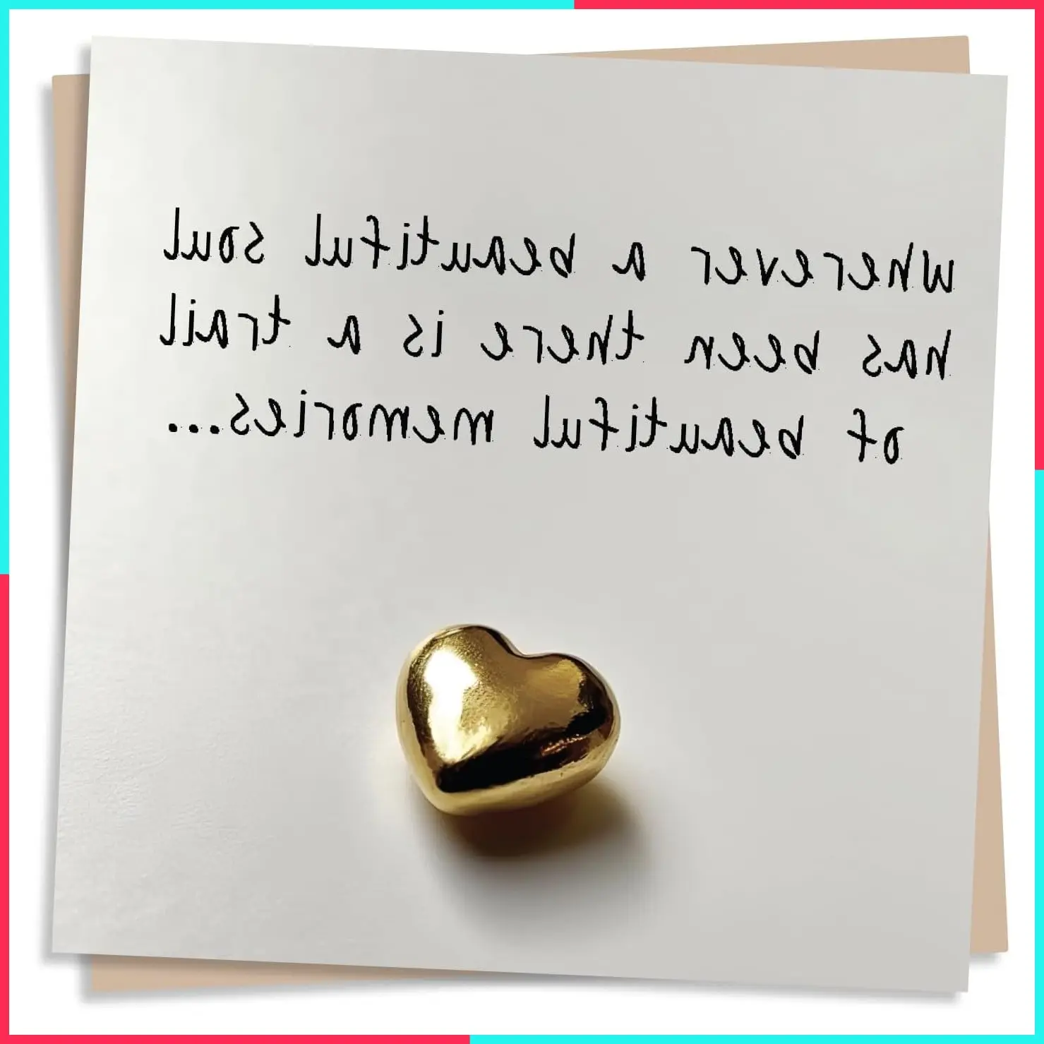 Sympathy Greeting Card – Wherever a Beautiful Soul Has Been – Gold Heart Design – Blank Inside (135 x 135 mm) – Made in UK – With Envelope