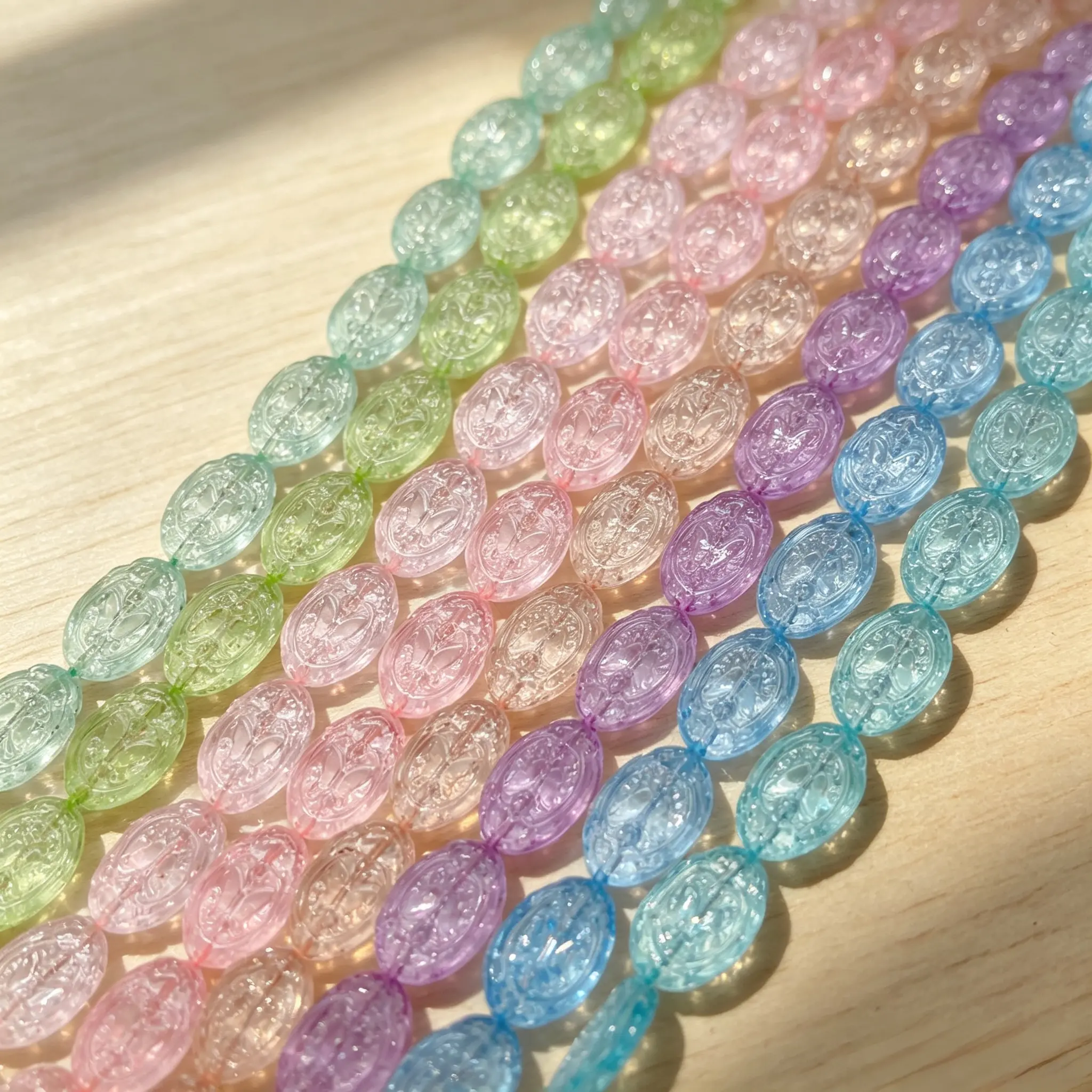 ✨【NEW】Pastel Butterfly Medallion | Carved Oval Glass Beads for DIY Jewelry Making