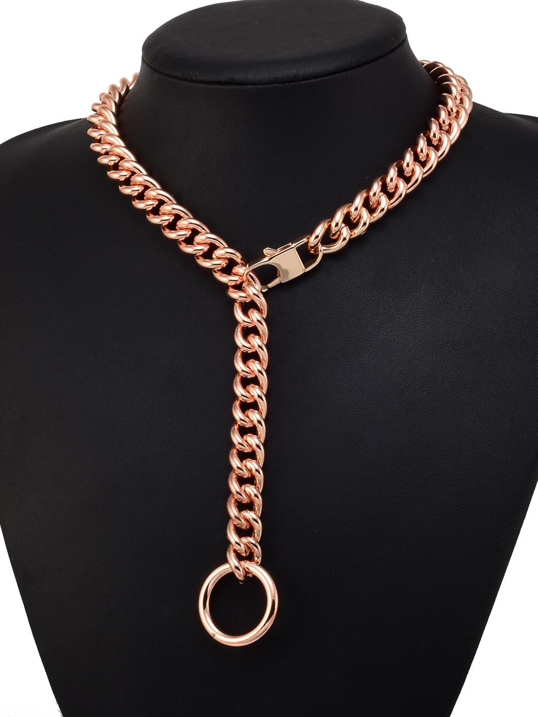 18k Rose Gold Fashion Women's Choker Necklace, 11mm Stainless Steel Cuban Chain, Waterproof, Anti-Allergy, Hip Hop Style, Valentine's Gift