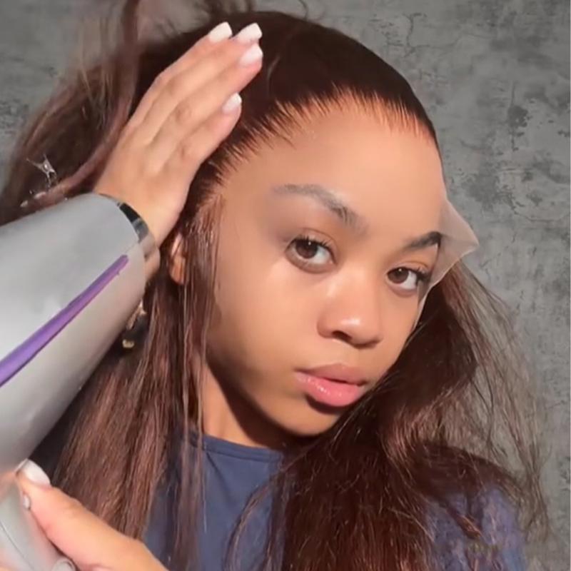 Orange Brown 13X6 HD Lace Frontal Human Hair Wigs 180% Density Bone Straight 99J Burgundy Colored 13X6 Lace Front Wig For Women Lace Front Wigs Highlight Ombre Lace Front Wig Human Hair