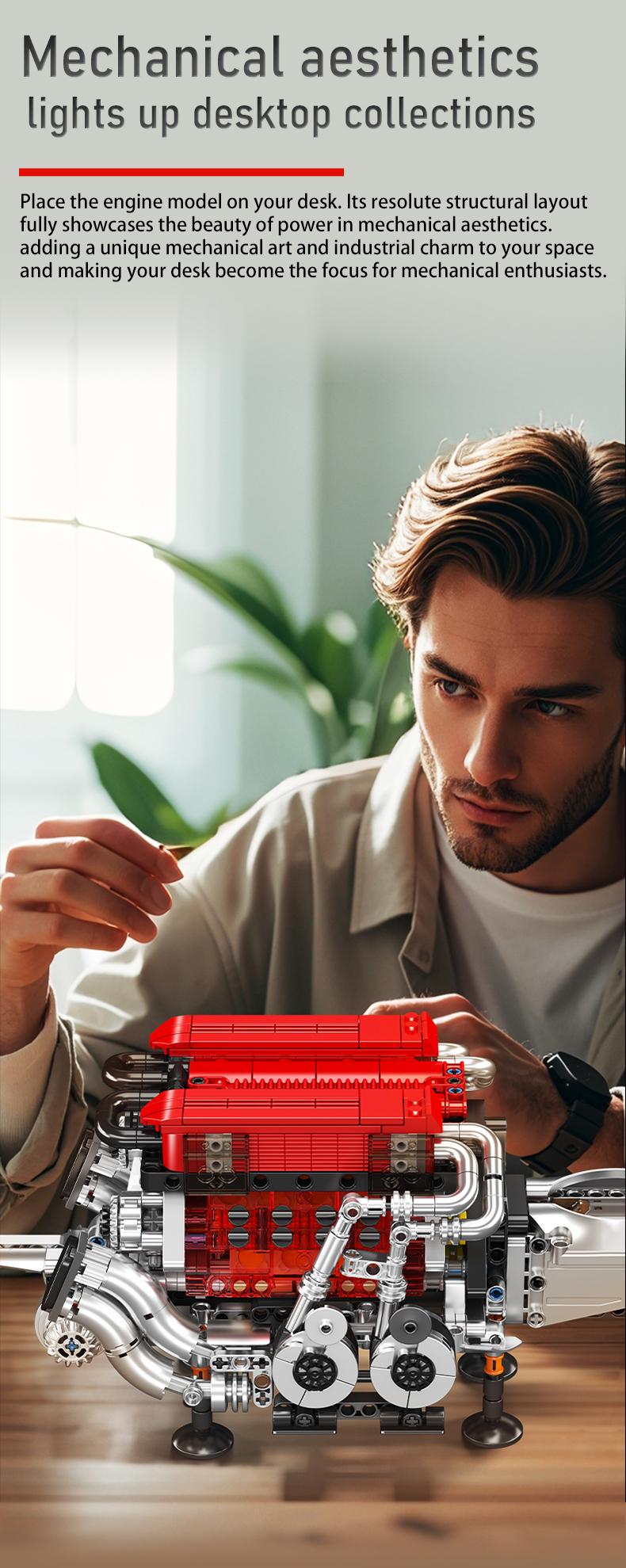 Mould King 10163 W16 Engine Red Car Motor Model That Runs Building Block Adult Kid Toy Collectibles 955 Pcs Truck Stem Construction Set Mould King 10163 W16 Engine Red Car Motor Model That Runs Building Block Adult Kid Toy Collectibles 955 Pcs Truck Stem Construction Set