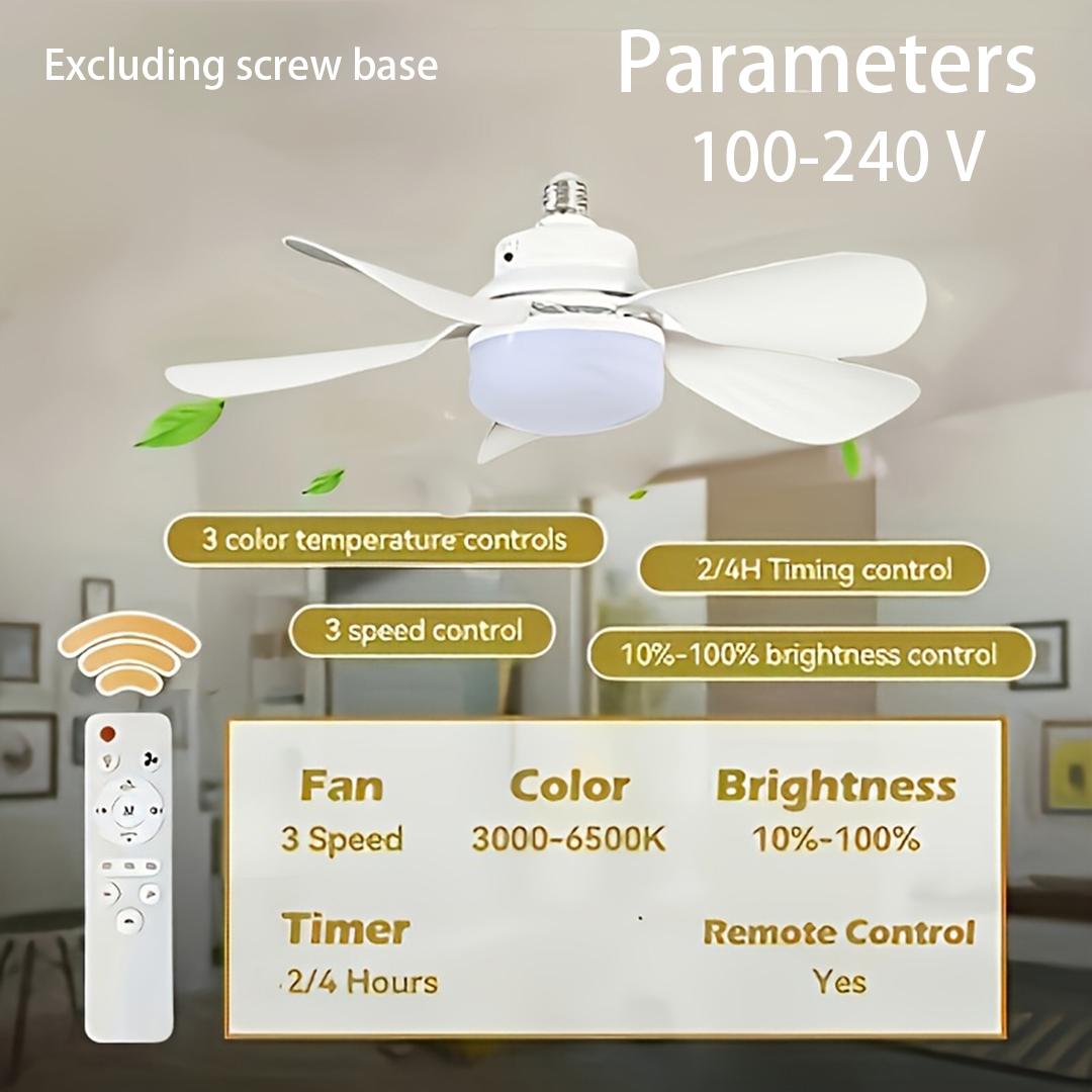 E27 Socket Ceiling Fan Light Remote, Dimmable 3-Speed Quiet in Bedroom, Living Room, Kitchen, Garage and Dining Room-Suitable for all Seasons (1 Pcs)