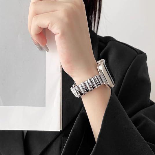 BUREI Irregular Bead Strap Textured Metal Band for iWatch Series 1-11/SE/SE2/Ultra/Ultra2 (38-49mm) - Fashion Minimalist Design for Women & Men (Watch Not Included)#TikTokShopHolidayHaul BUREI Irregular Bead Strap Textured Metal Band for iWatch Series 1-11/SE/SE2/Ultra/Ultra2 (38-49mm) - Fashion Minimalist Design for Women & Men (Watch Not Included)#TikTokShopHolidayHaul