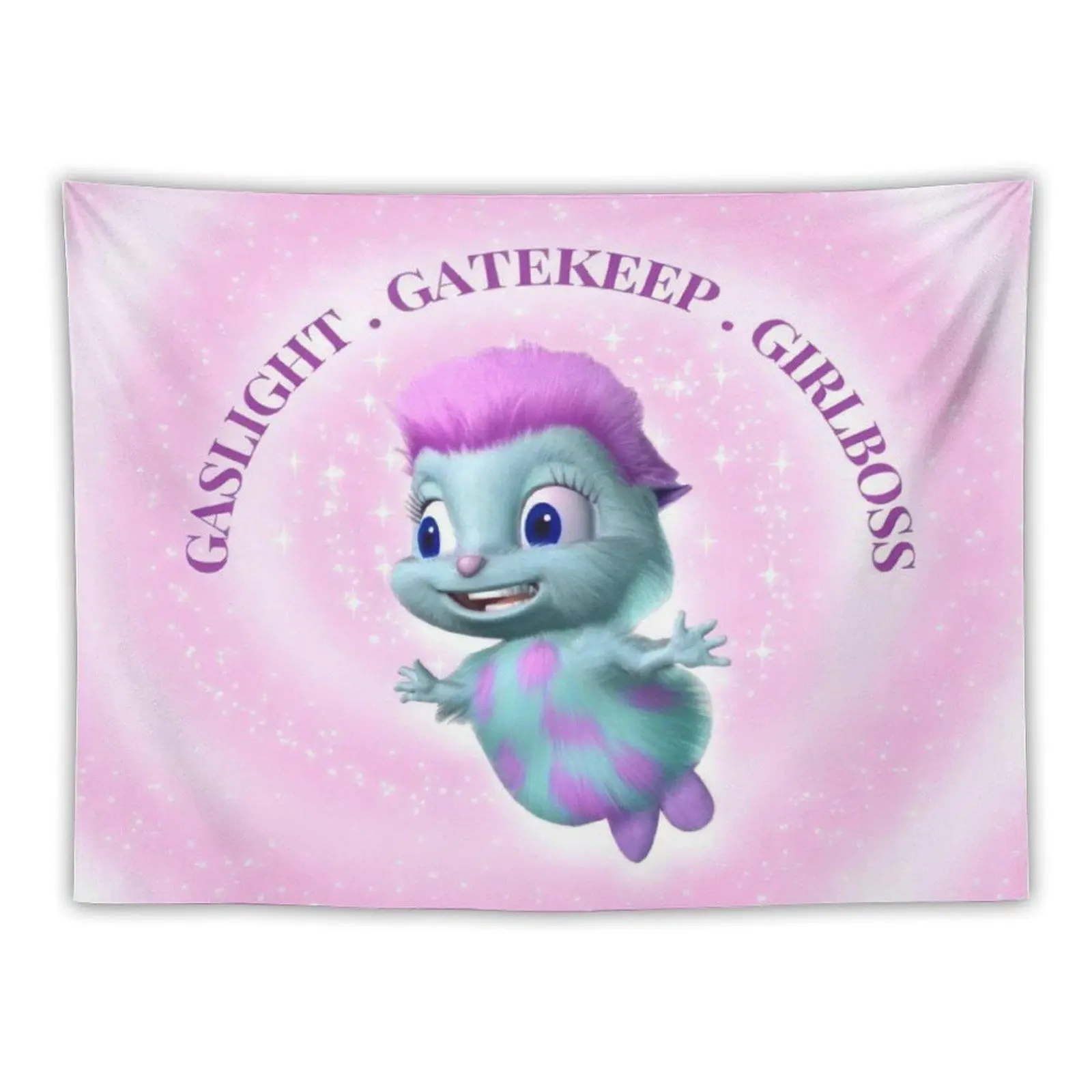 BionZax Bibble Beliefs Series Tapestry — "Happy Gaslight Gatekeep Girlboss" Themed Decorative Fabric, Suitable for College Dorms, Bedrooms, and Living Room Home Decor (Size: 40" x 60"); Fun Meme-Style Wall Hanging, Ideal as a Gift for Girls and Teens.