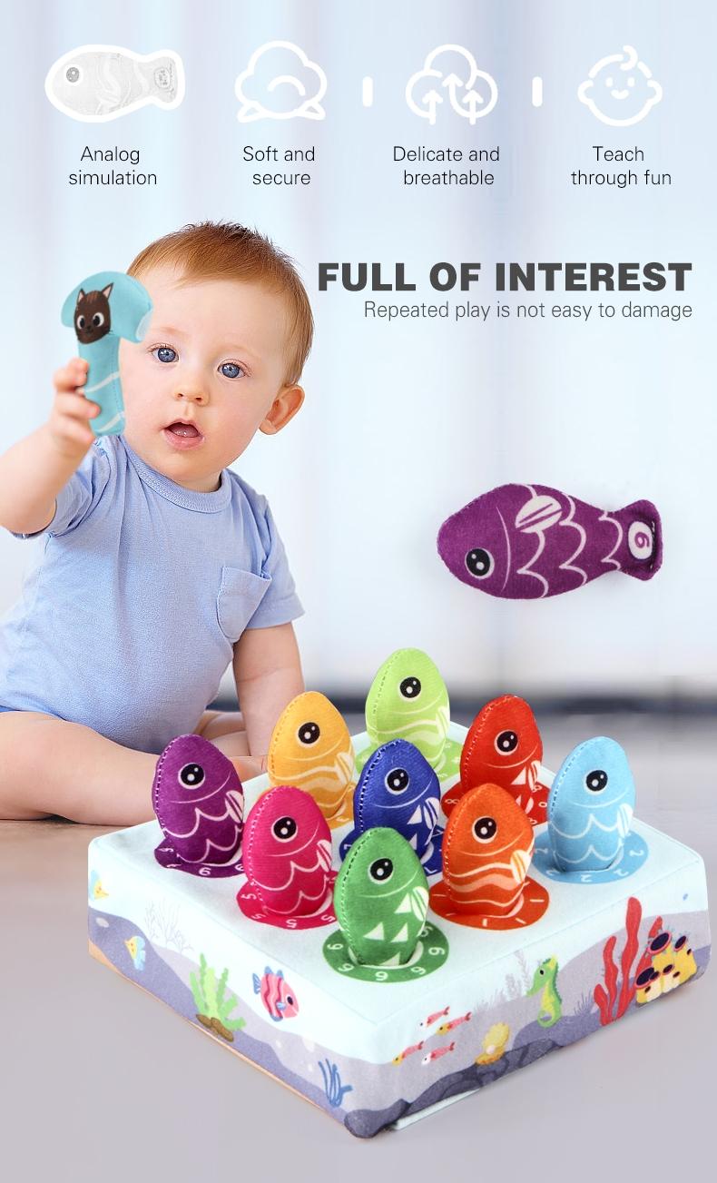1 Set Plush Tissue Box Fishing Toys Enlightenment Early Learning Baby Toys Numbers Awareness Matching Fishing Tray For 12 Months Toddler Early Learning Gift