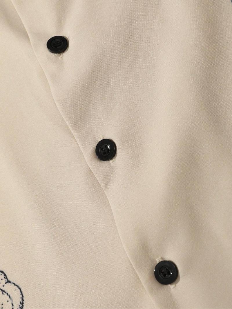 Men's Floral Print Short Sleeve Shirt, Casual Style Shirt, Regular Fit Casual Button Front Collared Top for Summer, Men's Clothes for Beach Vacation, Menswear