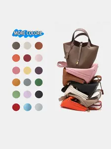 New Cowhide Bucket Bag for Women, Fashionable Cowhide Handbag, Genuine Leather Handbag, Casual Style, Single Strap, All Seasons, Plain Pattern, Genuine Leather Purse