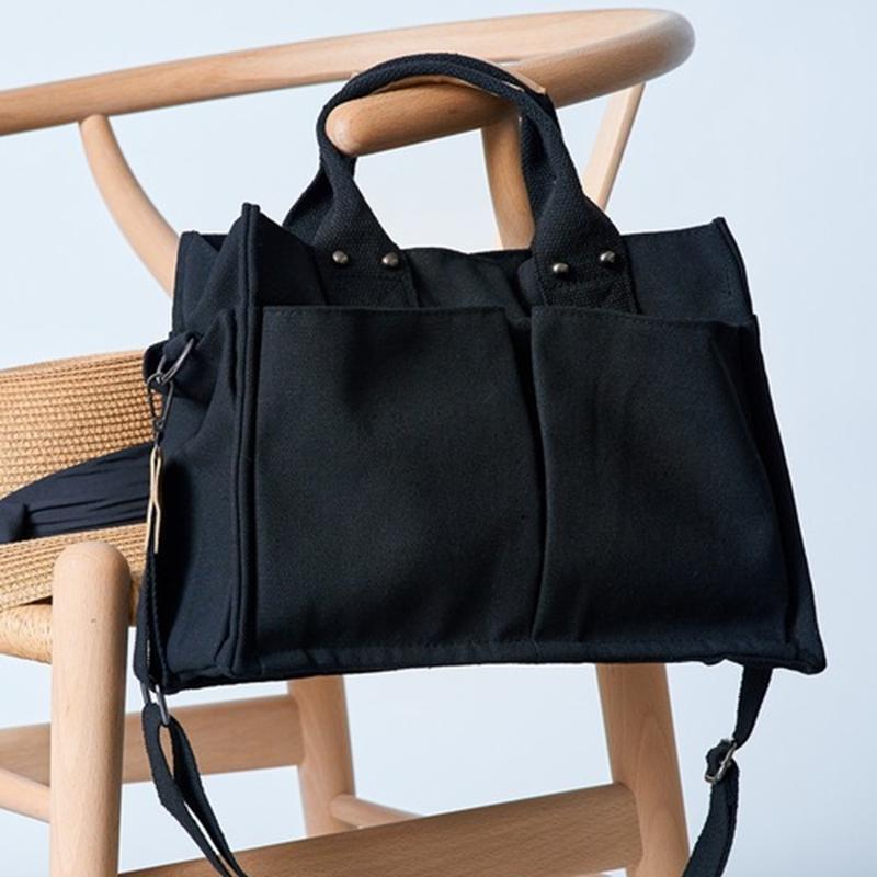 Women's Canvas Bag Multi-pocket Canvas Tote Bag Large Capacity Casual Shoulder Crossbody Bag