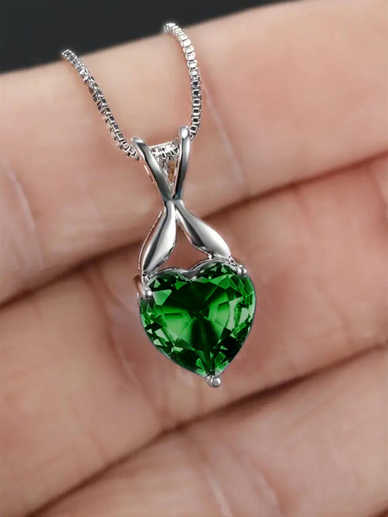 Elegant Heart Shaped Artificial Gemstone Pendant Necklace for Women for Gift, Fashion Matching Jewelry, Luxury Accessory for Party & Daily Wear, Valentine's Day, Gift