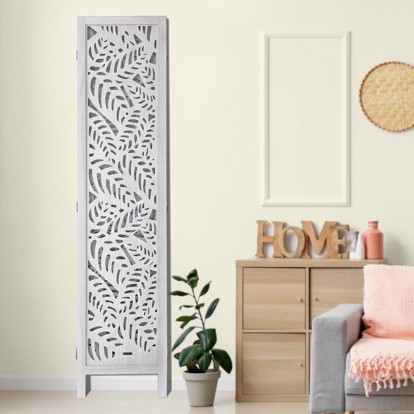 VEVOR Wood Room Divider - 6-Panel Carved Folding Privacy Screen, 66.9 in Tall Indoor Partition with Wood Panel Wall, Rectangular Form, Portable Setup for Home, Office