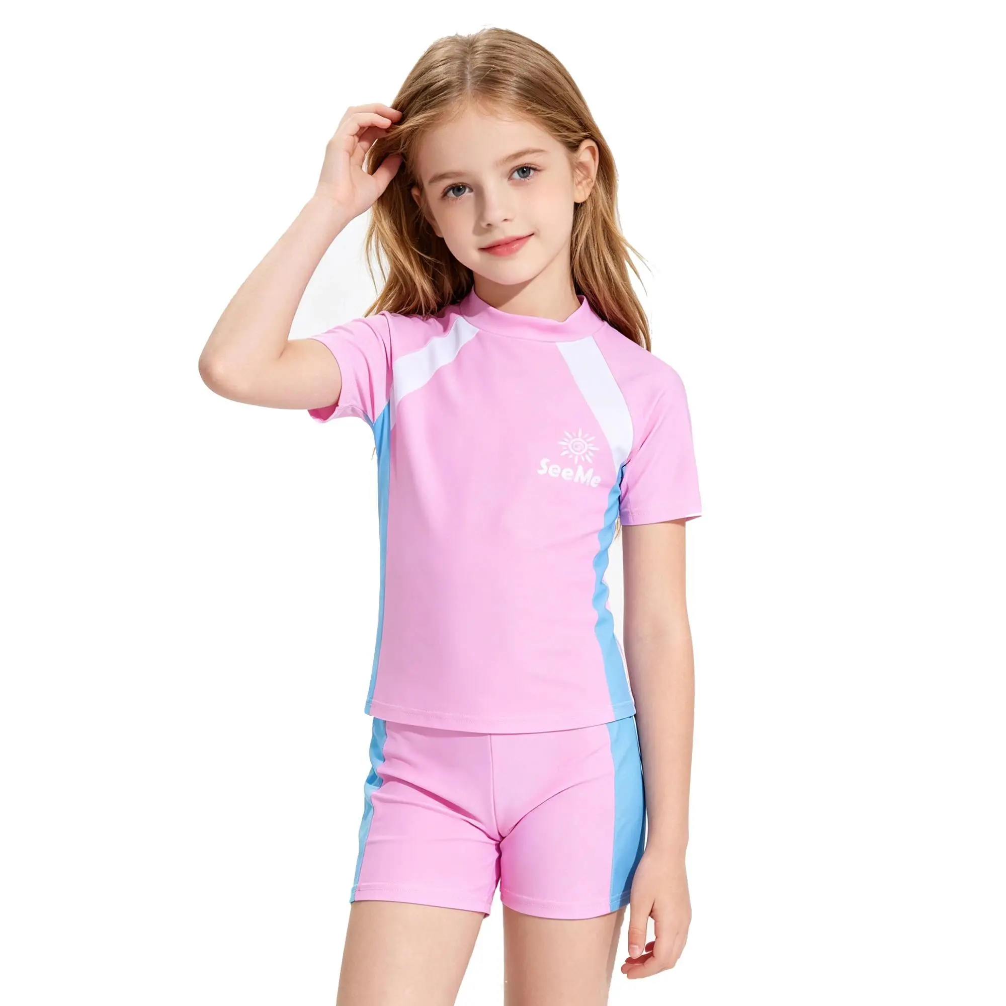 Boys Beach Swimsuits Cool Kids 2026 Toddler Swimwear Shirt and Shorts Swimming Sets Spf Blue Bathing Suit 3 4 5 6 7 8 9 10 Years