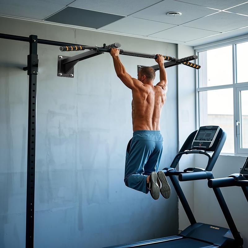 Industrial-Strength Wall Mounted Pull Up Bar | 1100LB Load Capacity, Multifunction Home Workout Station with Hanging Straps, Suitable for Weighted Pull-Ups, Dips & Body Stretching – Black, Commercial Grade Equipment