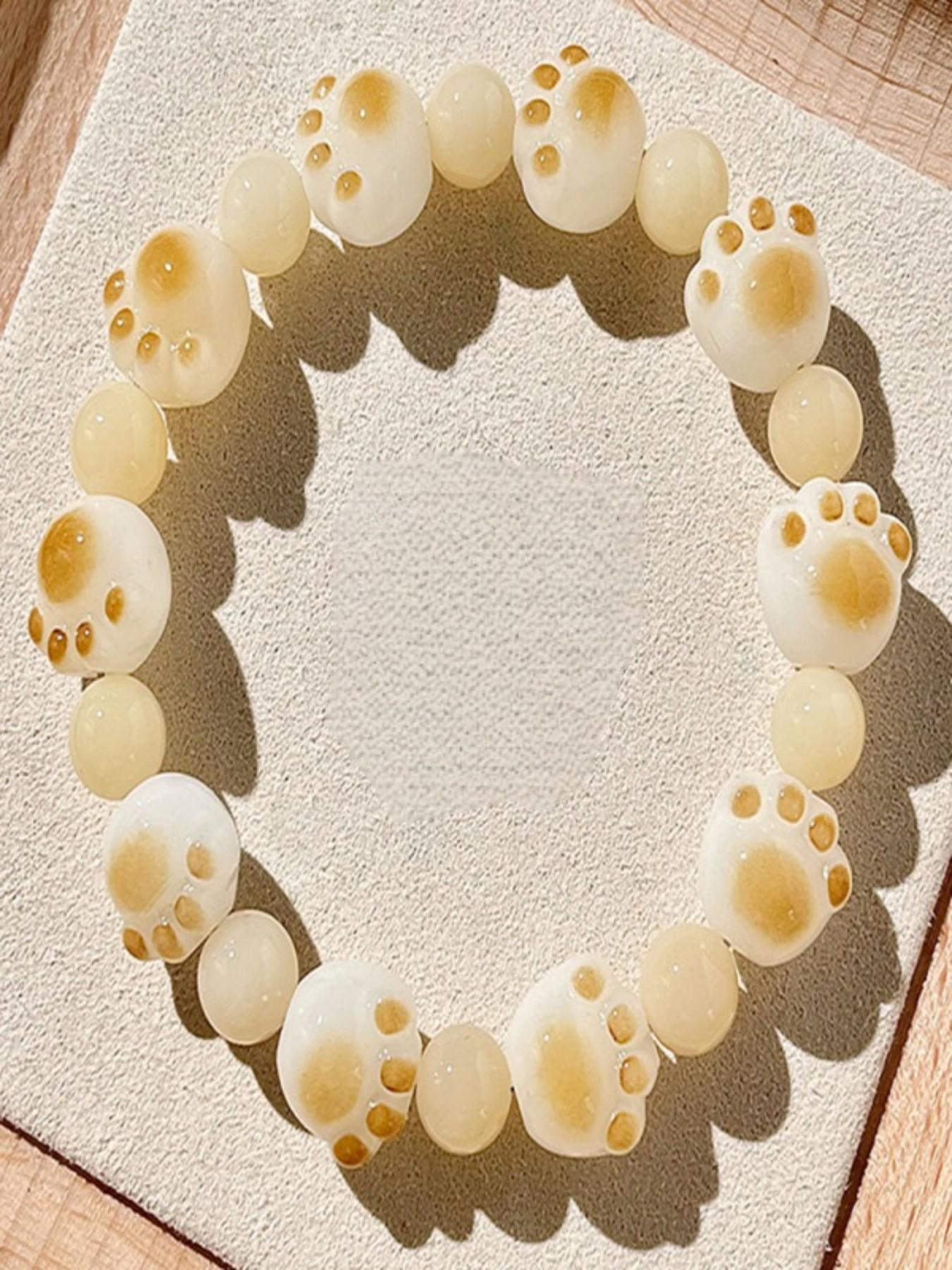 2pcs, Sweet and Cute Charcoal Charcoal Caramel Cat Claw Bracelet, Acrylic Material Cat Design, Unique Instagram Style, Perfect Birthday Gift, Festival Gift, Valentine's Day Gift, Student Best Friend Gift, Suitable for Daily Wear