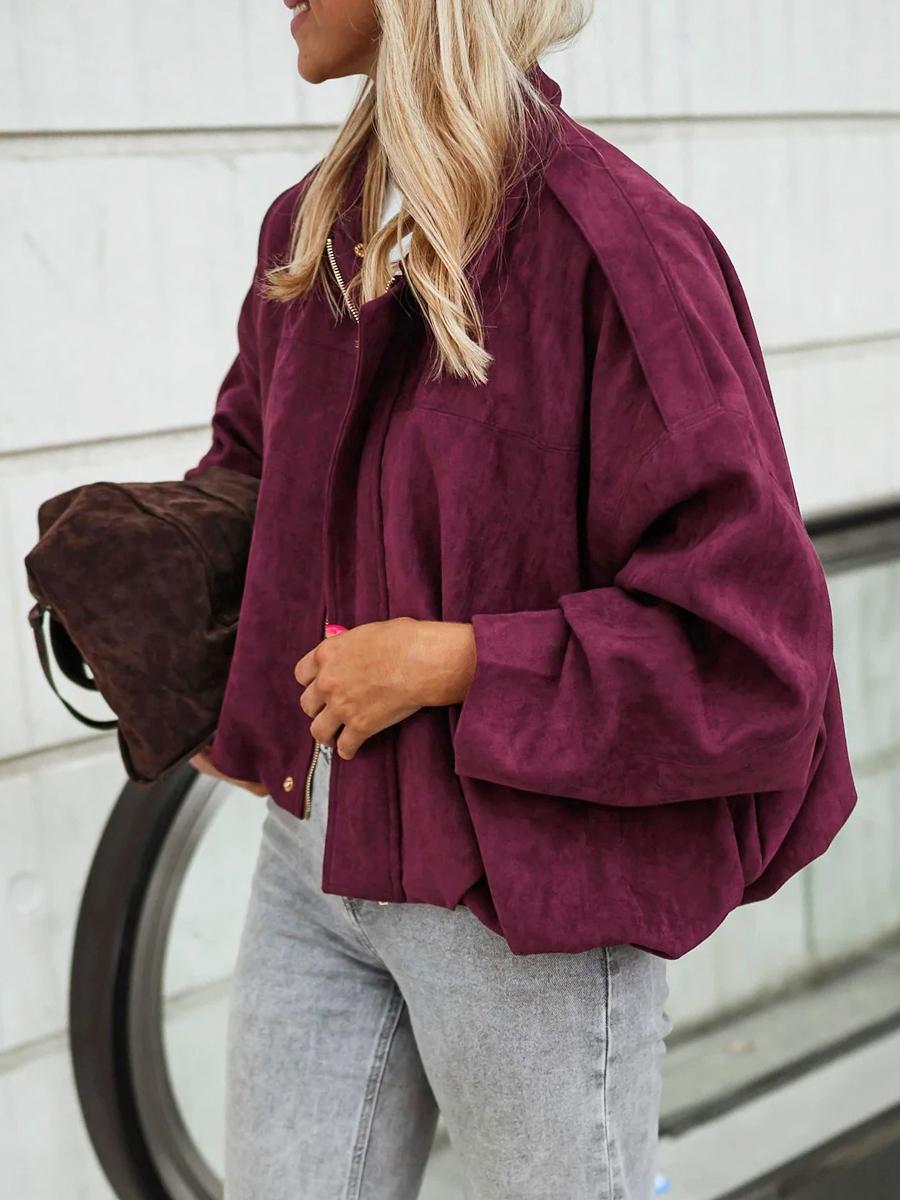 Women Solid Fall Winter Long Sleeve Loose Jacket Ladies Daily Casual Outfit Vintage Coat