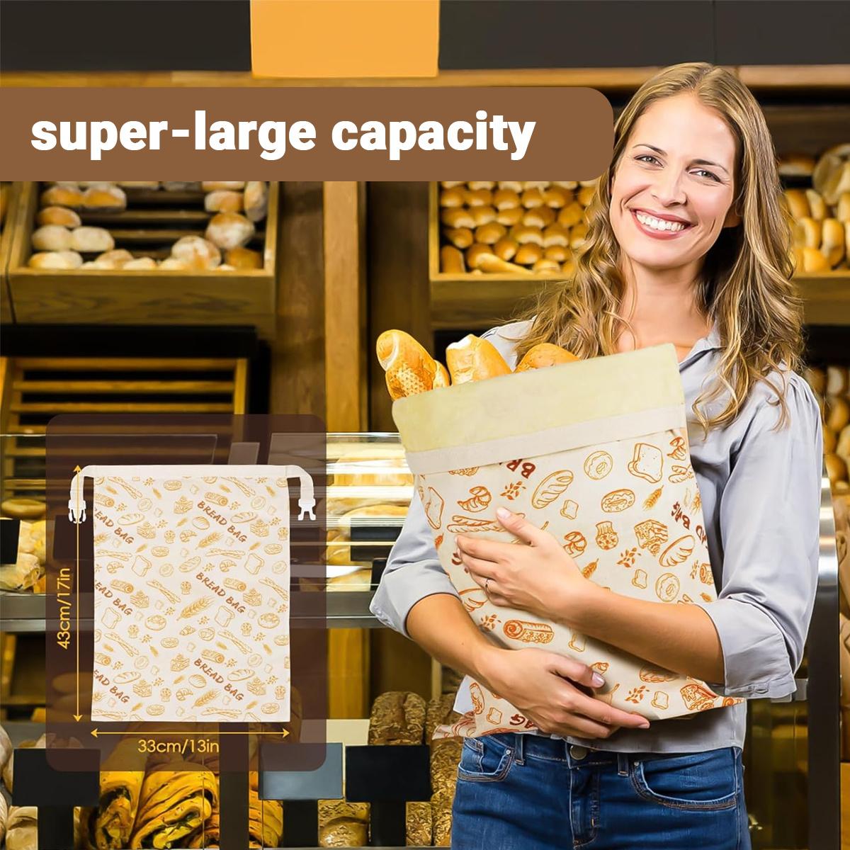 Reusable Beeswax Bread Bags - Large 17x13 Inch for Sourdough & Homemade Bread Storage, Beeswax Preservation, Food Storage Bags, Snack Bags, Heavy Duty Food Bags for Travel, Easy to Clean & Daily Use, Washable, Ideal for Home Baking