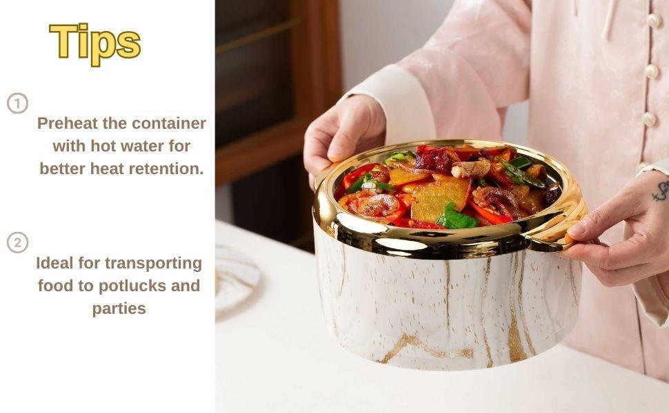 3-Piece 2.6/2.1/1.6qt Thermal Casserole Dish Set with Lids, Insulated Stainless Steel Container for Hot & Cold Food, (white)