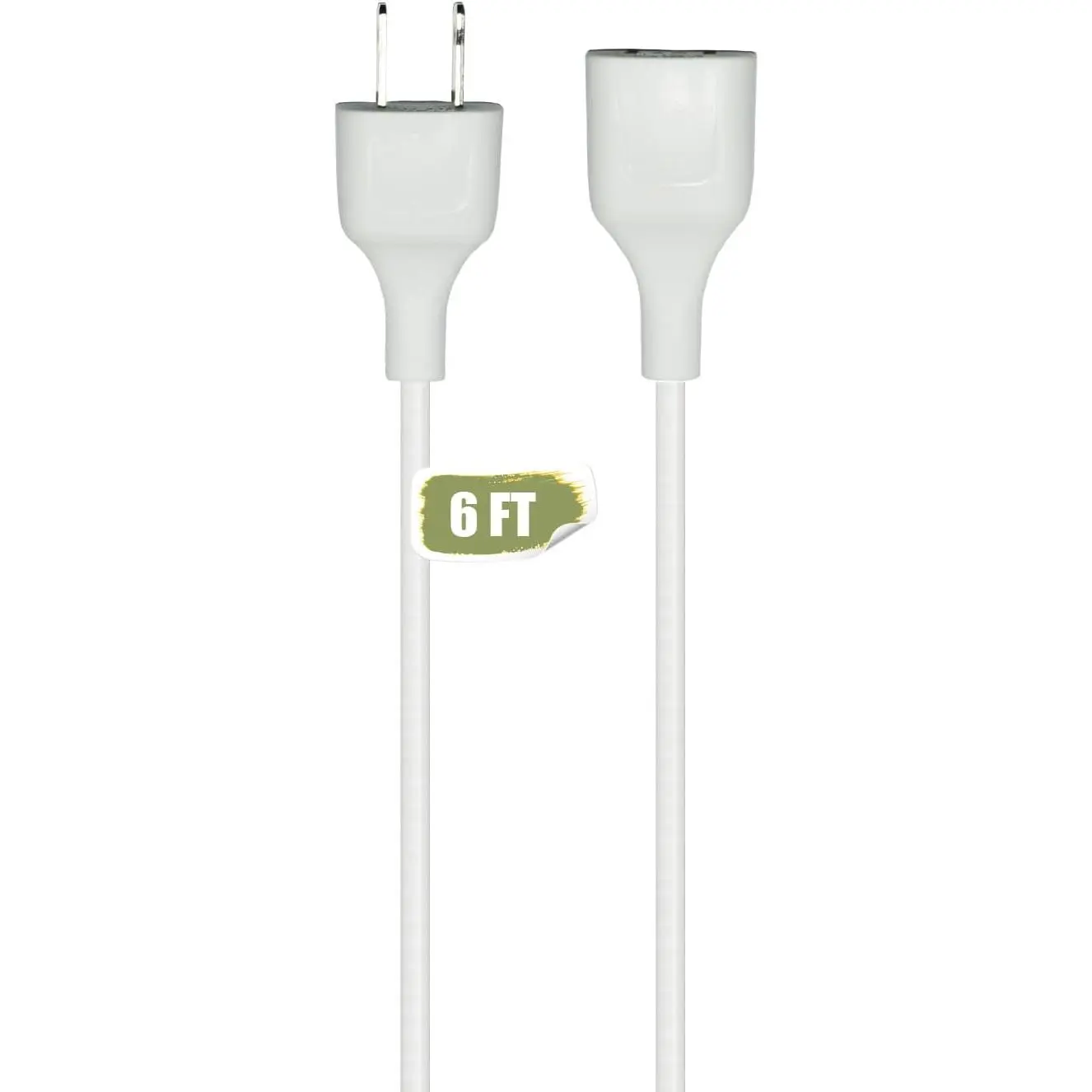 White Extension Cord 6FT Extension Cords Thin 2 Prong for Indoor Use Outdoor Use with Single Plug- Ideal for Christmas Lights, Lamps, Camer,TV
