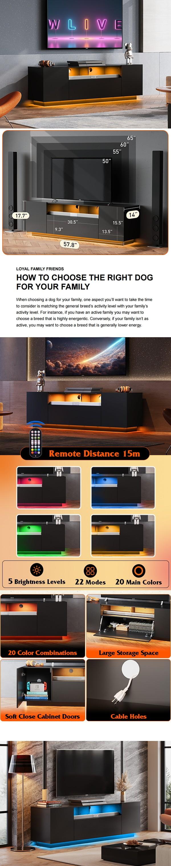 WLIVE Modern TV Stand for 65 Inch TV, Entertainment Center with LED Lights & Large Storage Cabinets, Sturdy Media Console for Living Room, Bedroom, Gaming WLIVE Modern TV Stand for 65 Inch TV, Entertainment Center with LED Lights & Large Storage Cabinets, Sturdy Media Console for Living Room, Bedroom, Gaming