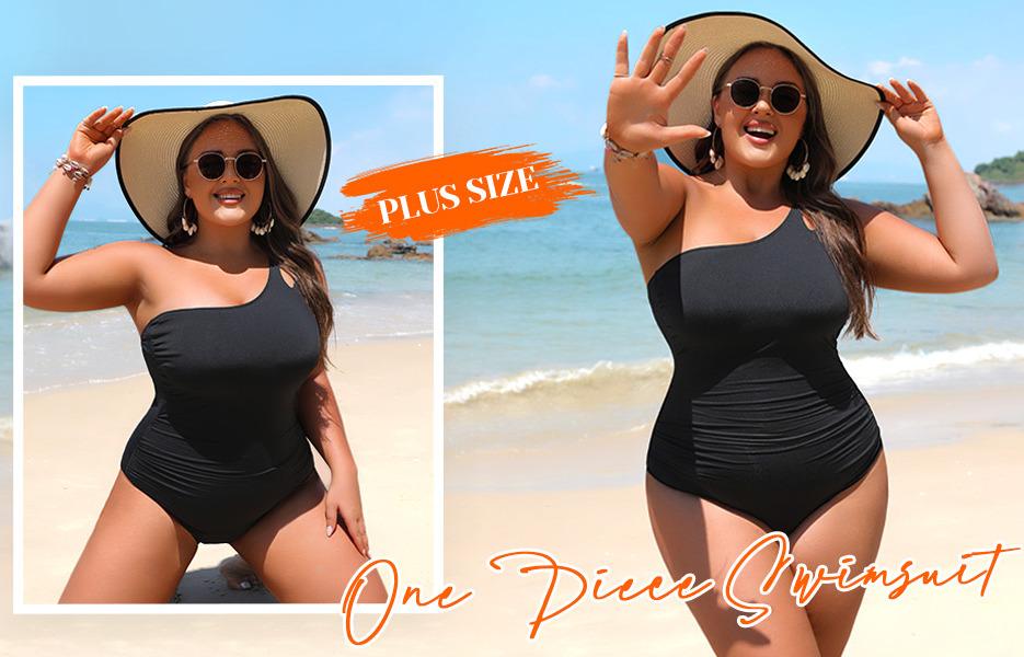 Holipick One Shoulder One Piece Swimsuit for Women Comfortable Tummy Control Bathing Suits Modest Full Coverage Keyhole Swimwear Beach Swimming Clothing