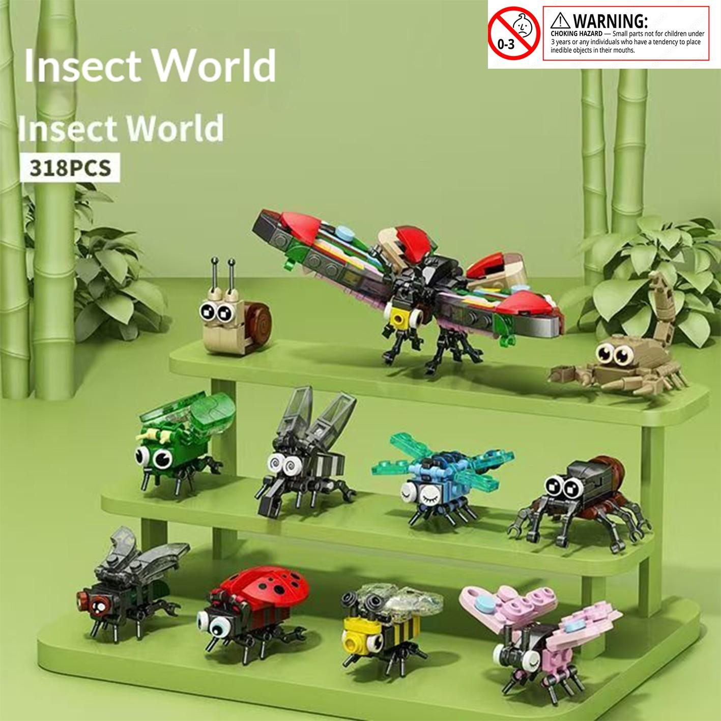 Compatible Lego Insect World Butterfly Dragonfly Building Block Toy, Kids Assembly Handmade Model, Unisex Gift for Boys and Girls