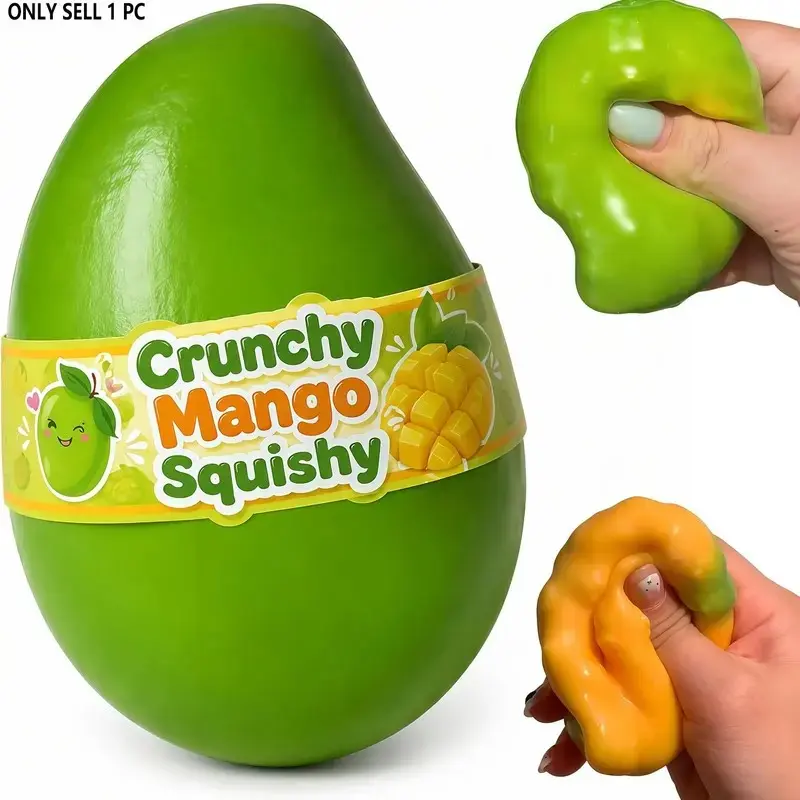 Crispy Mango Squeeze Toy, Heat-Responsive Color-Changing Stress Relief, Realistic Fruit Sensory Ball, Crispy Asmr Touch, Pressure Release, Sensory Squishies