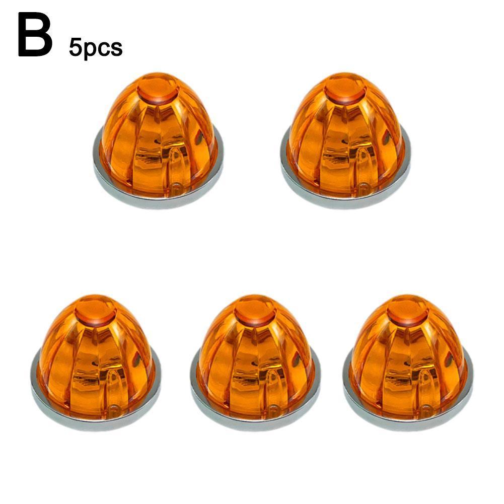 5Pcs Amber Watermelon LED Strobe+Constant Marker Lights Dual Function Watermelon-Shaped Side Marker Clearance Tail Top Cap Roof